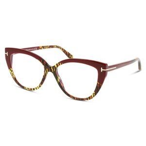 NEW TOM FORD FT5673-B/S 056 EYEGLASSES TF5673-B 056 BURGUNDY WOMEN CAT EYE